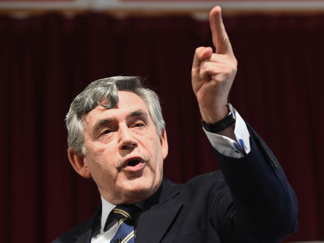 Former Prime Minister Gordon Brown attends a Better Together rally in Dundee, Scotland. 