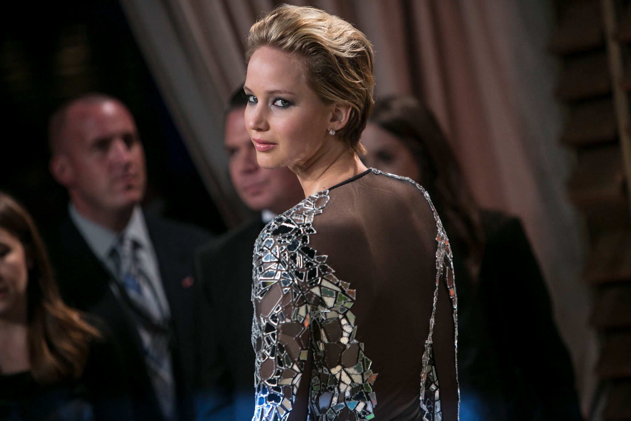 Jennifer Lawrence at the Vanity Fair Academy Awards party in February 2014