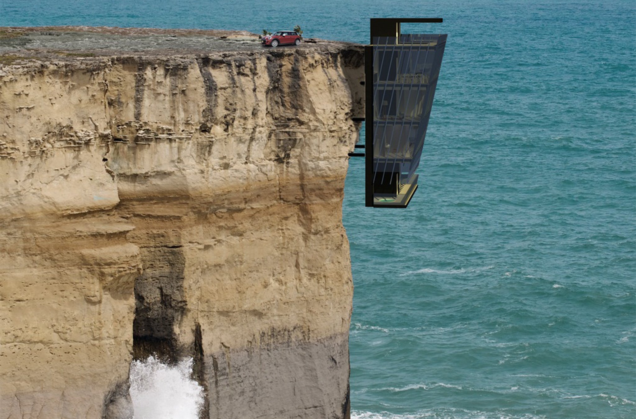 Would you move to a five-story home suspended into the side of a cliff?
