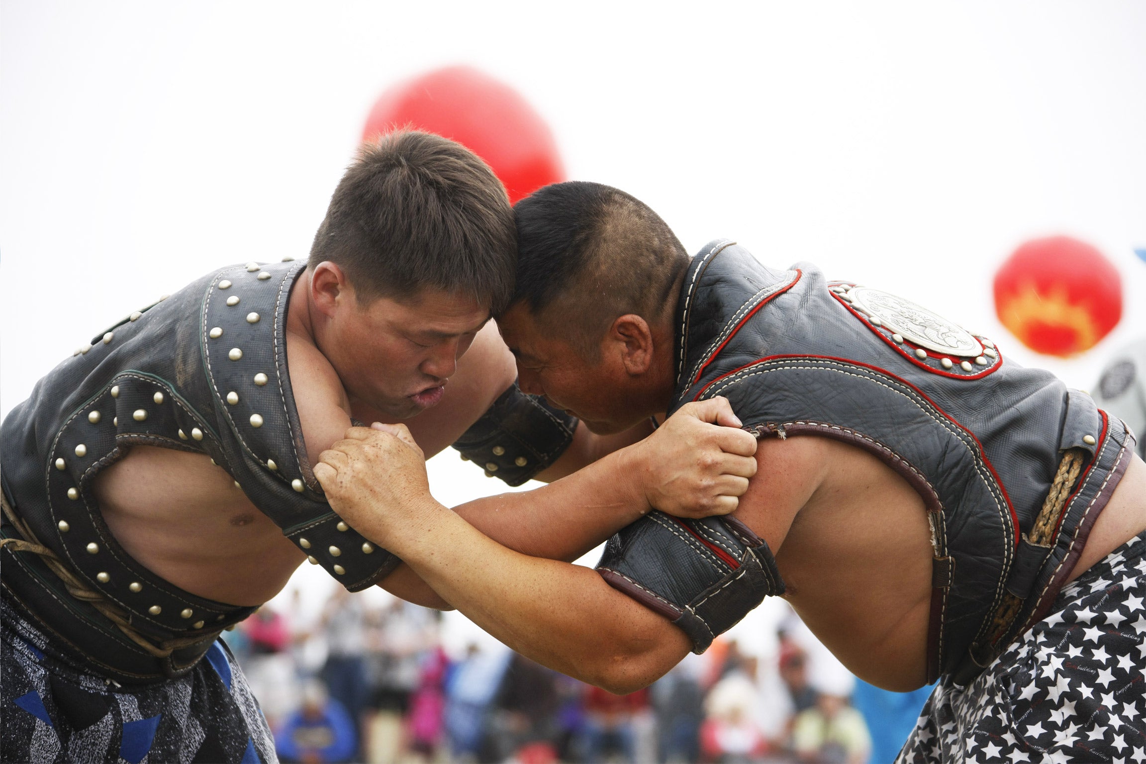 Wrestlers compete during the annual Naadam festival
