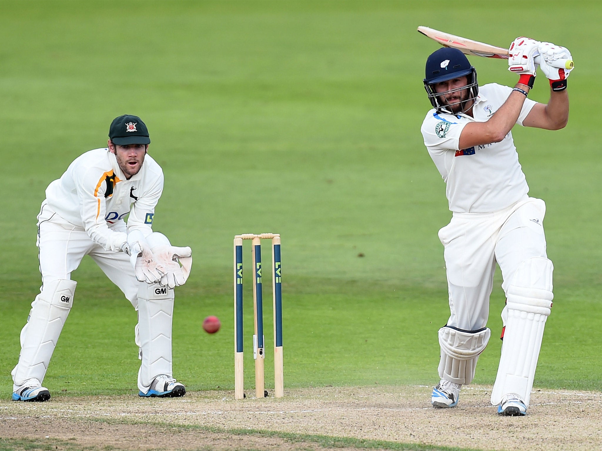 Yorkshire’s Tim Bresnan on his way to 95 against Notts at Trent Bridge