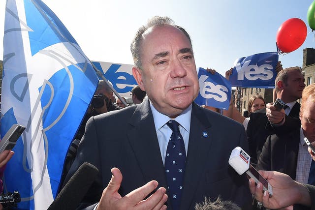 Scotland's First Minister Alex Salmond campaigns for a Yes vote in east Edinburgh, Scotland