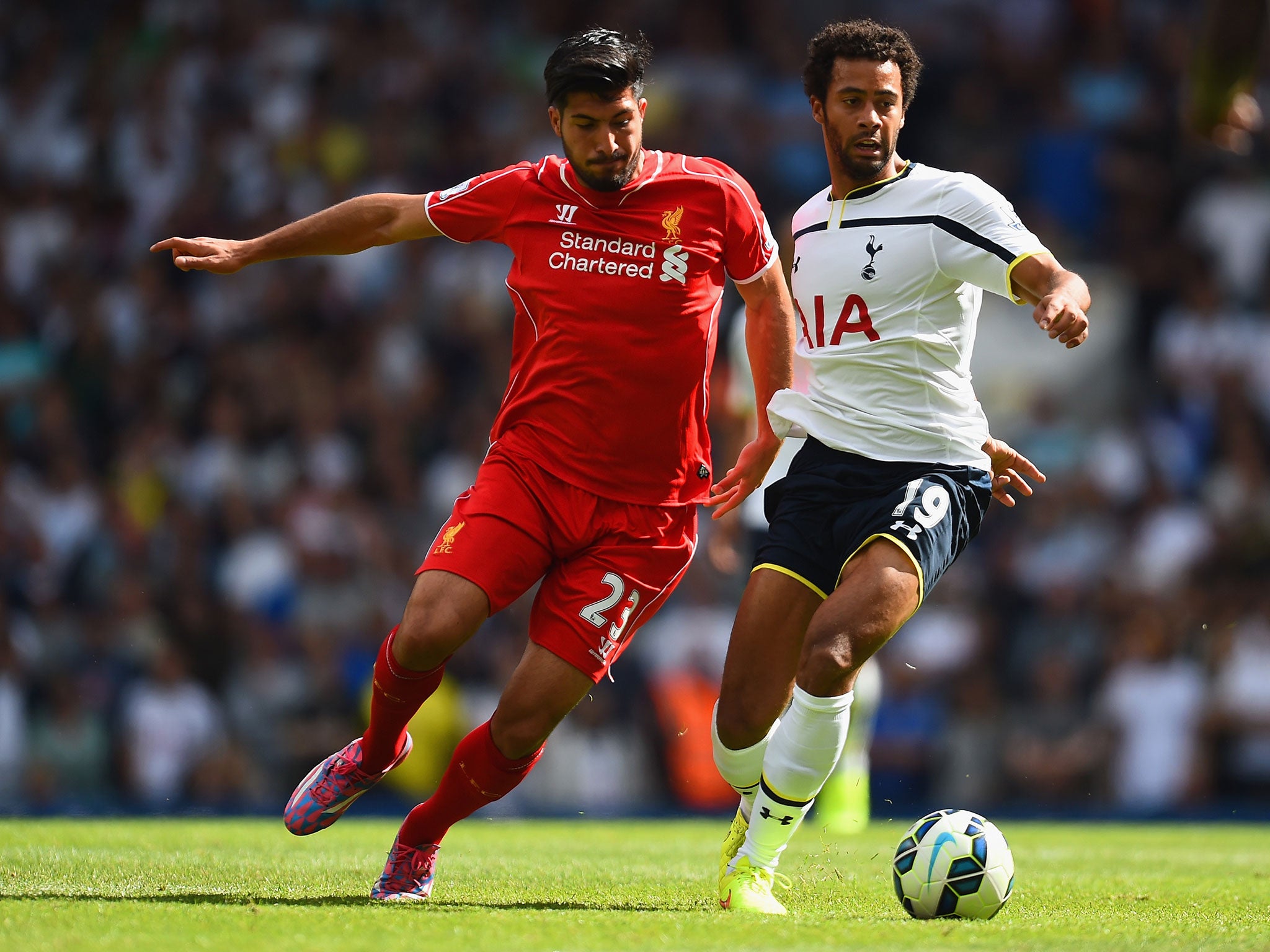 Emre Can in action for Liverpool against Tottenham