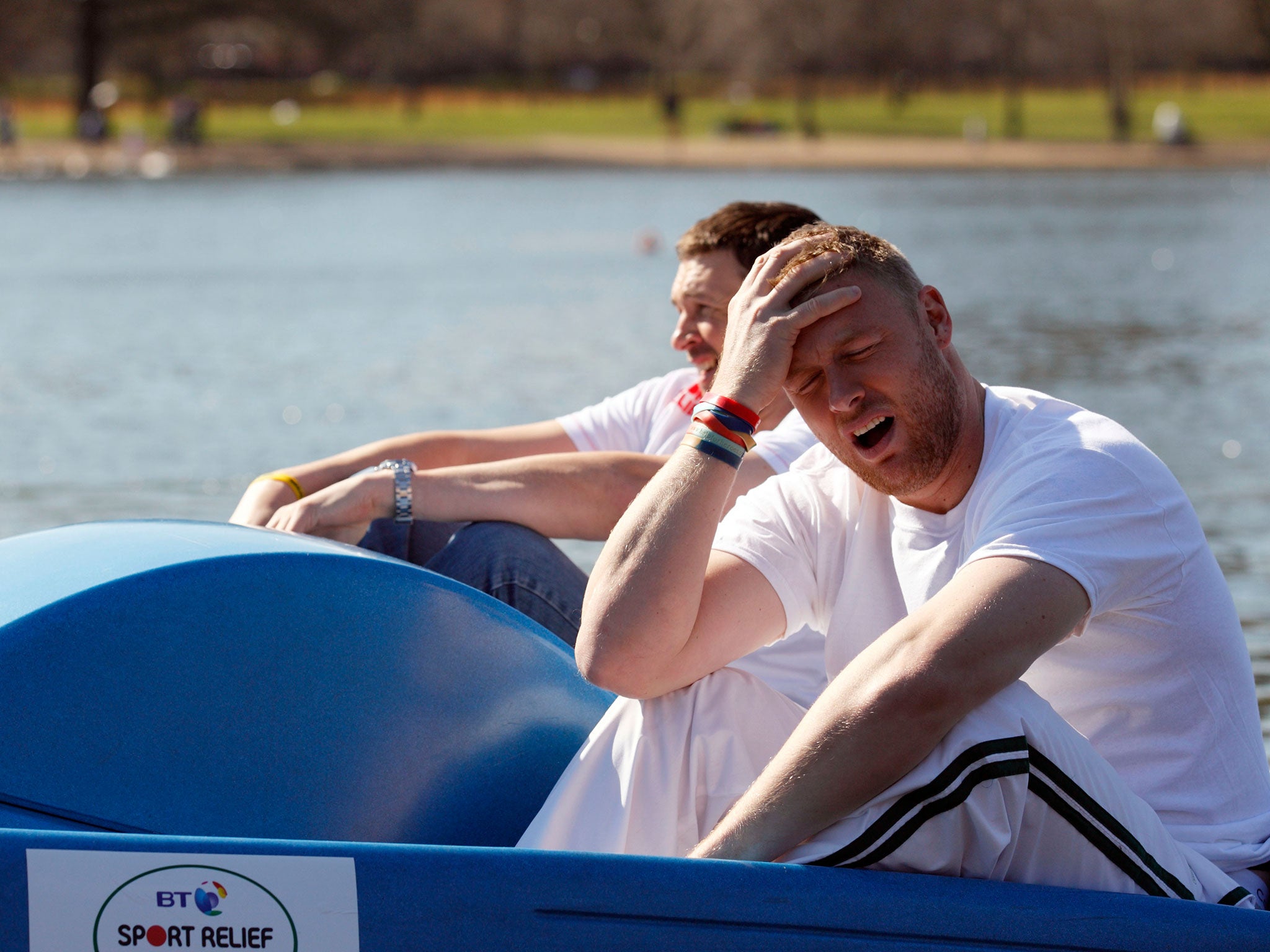 Flintoff went on to break the 100m pedalo world record with former England team-mate Steve Harmison