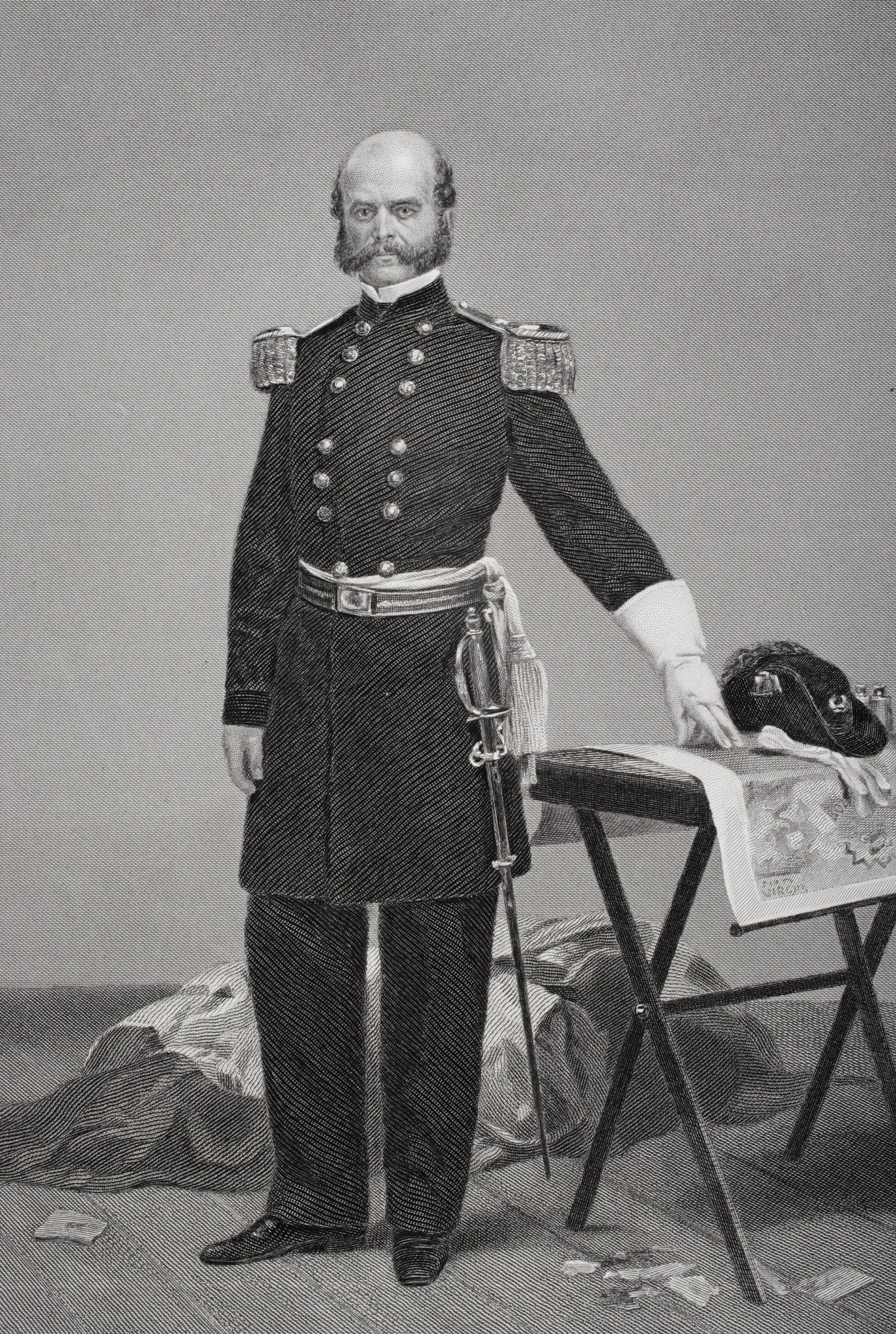 General Ambrose Burnside (1824–81), the Union army leader who boasted 'burnsides'