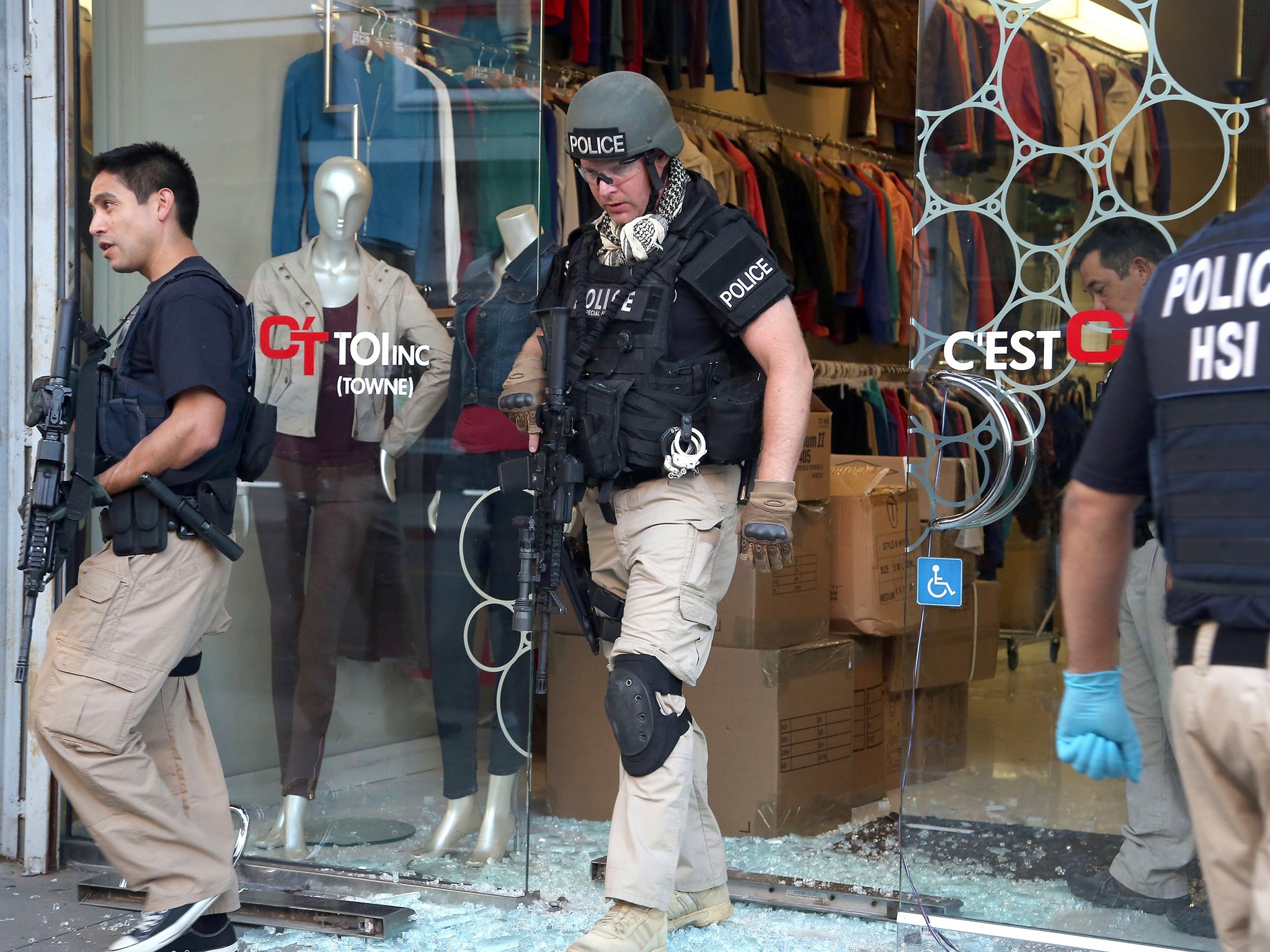 Undercover agents raided dozens of businesses in the fashion district of Los Angeles this week
