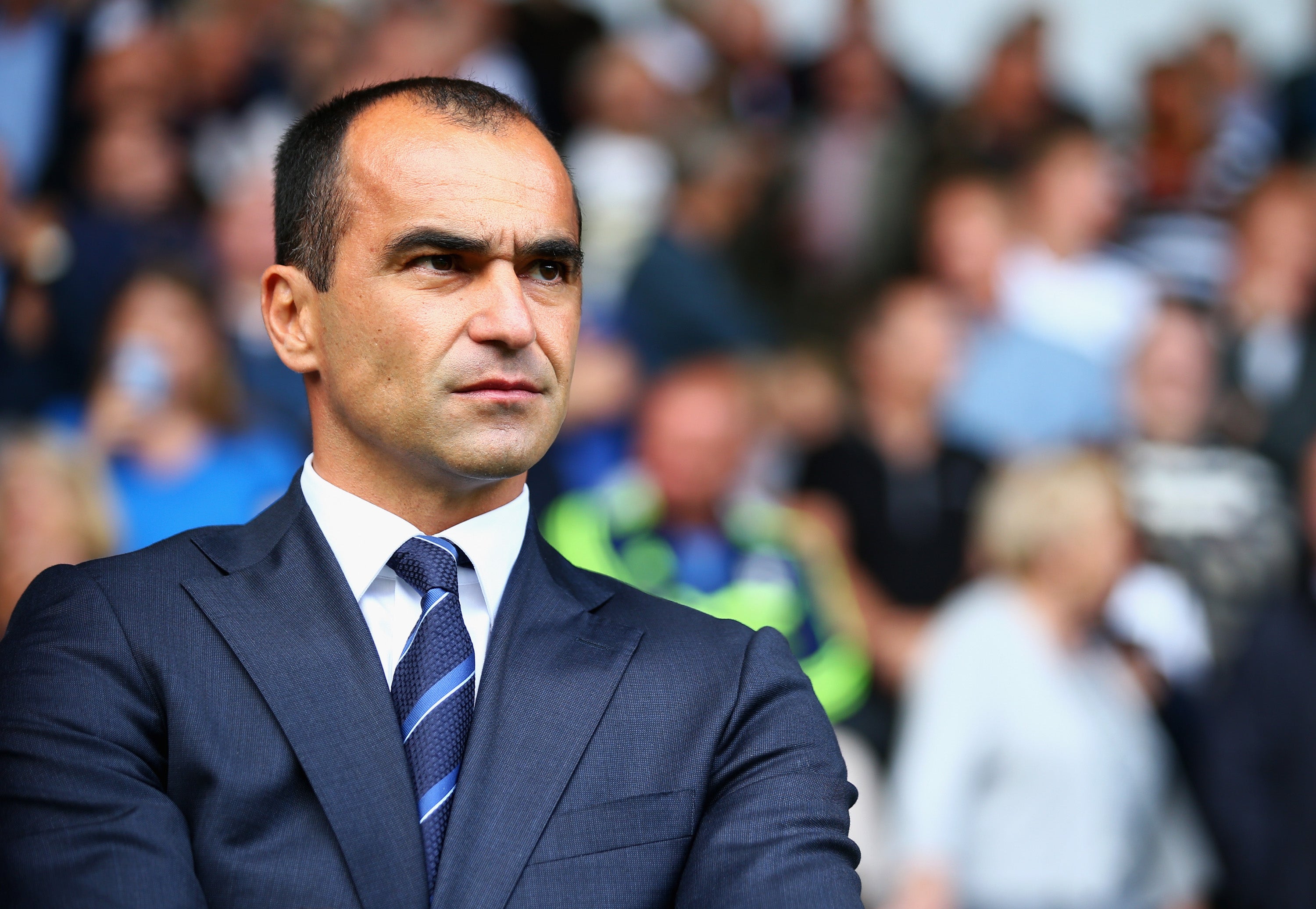 Roberto Martinez looks on from the touchline