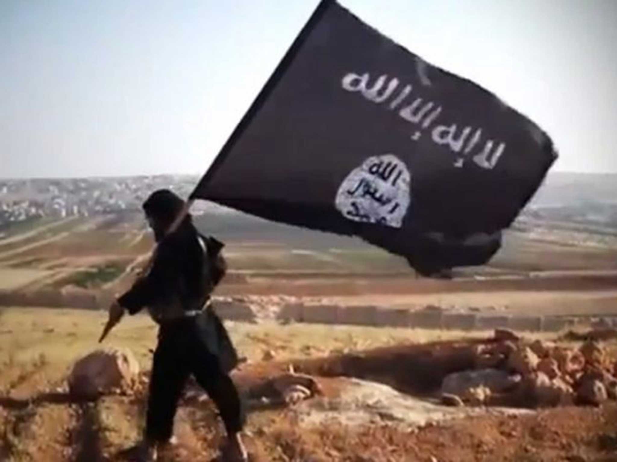 The jihadi flag of the Islamic State (IS)