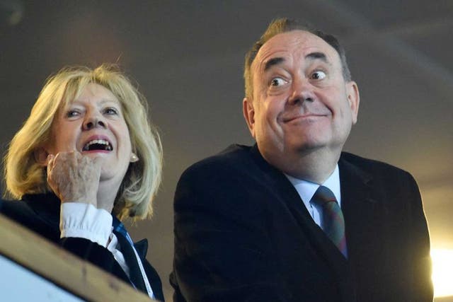 Eyes have it: A Yes vote will make Moira Salmond (left, with her husband) Scotland’s First Lady