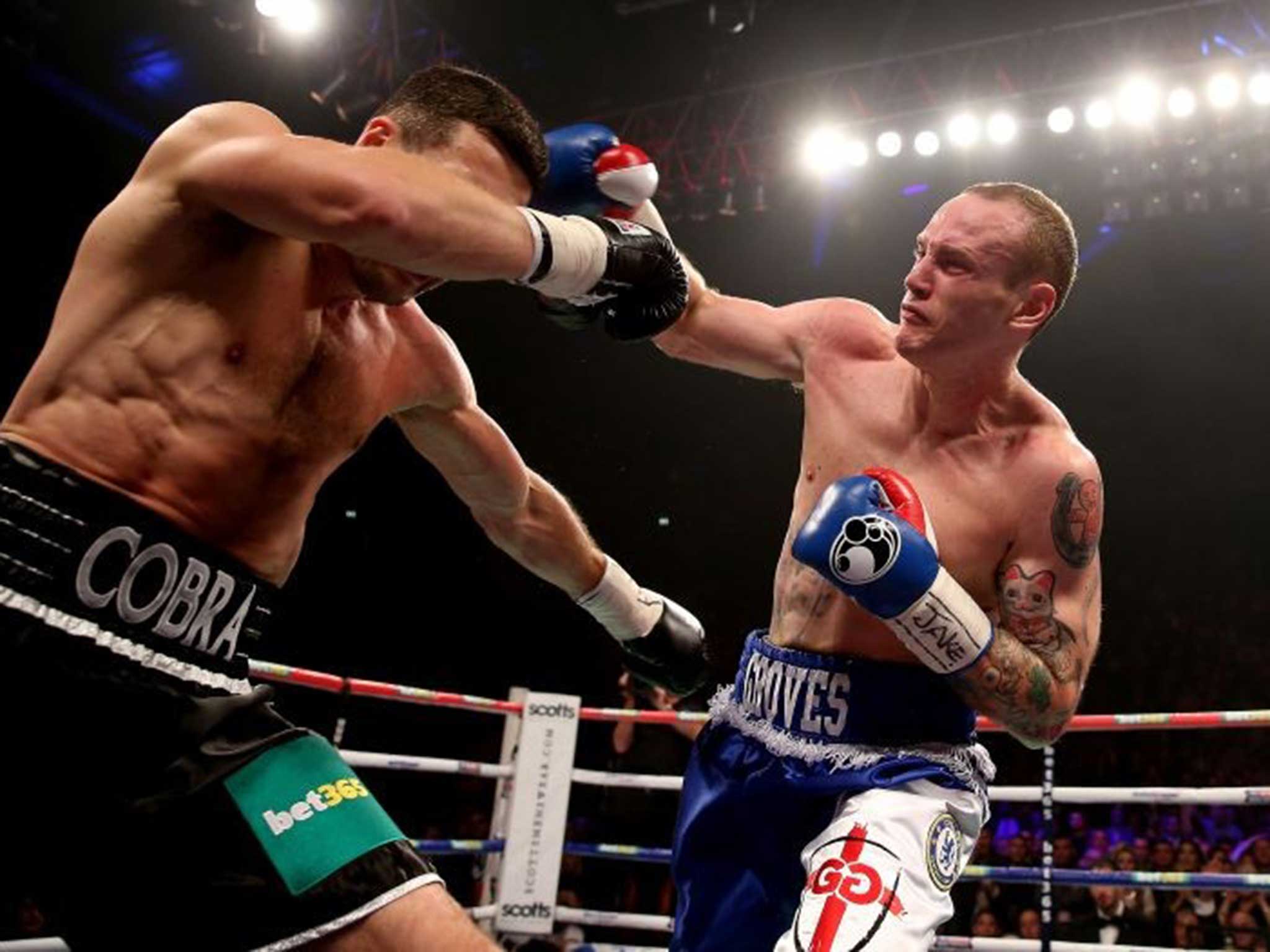 George Groves lands a blow on Carl Froch in their first fight last November