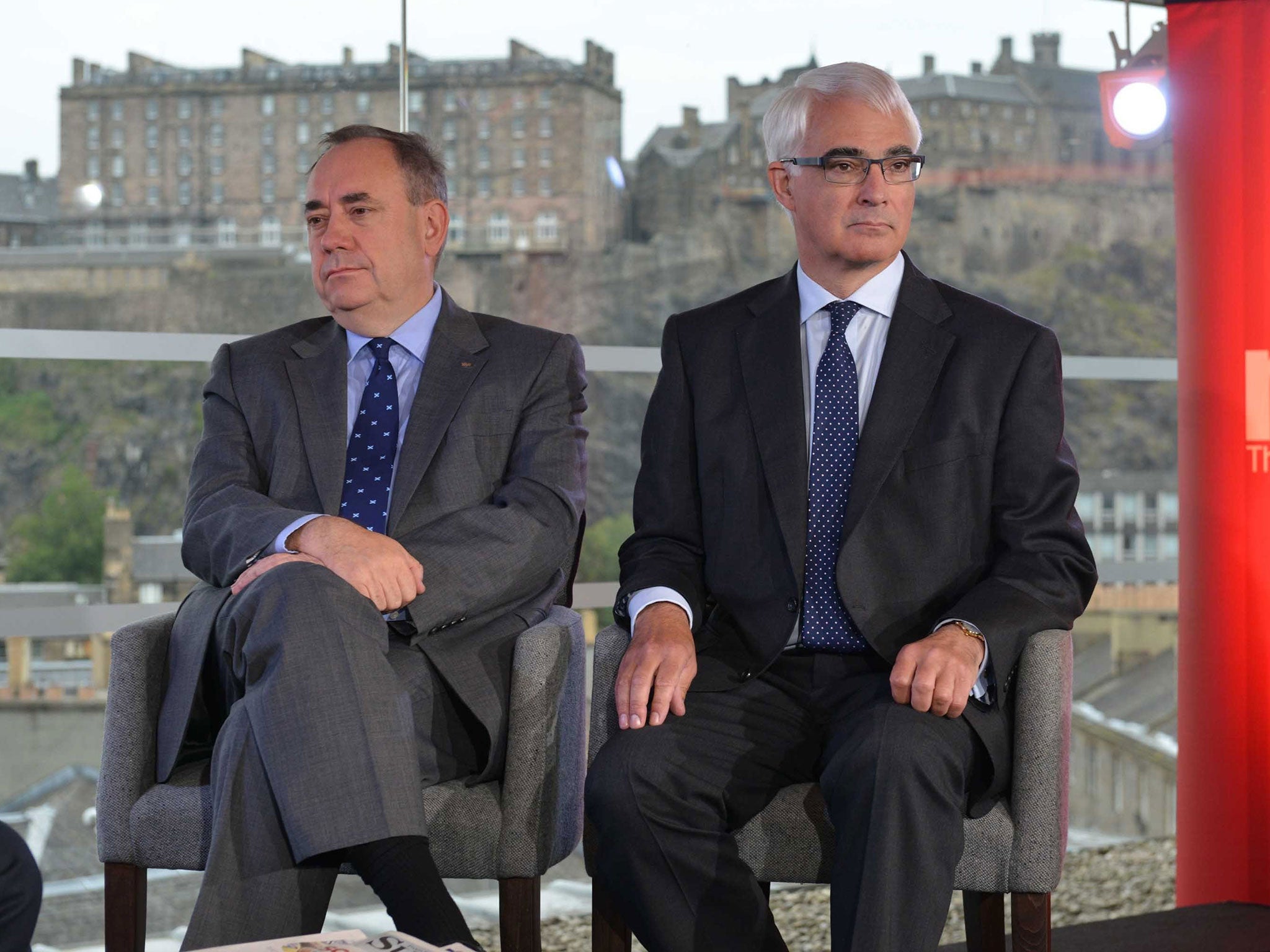 Scotland's First Minister Alex Salmond (left) and Better Together leader Alistair Darling appearing on The Andrew Marr Show