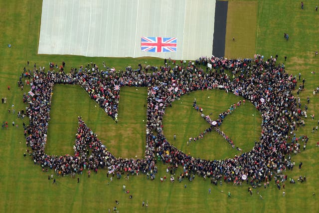 An aerial shot of the rally