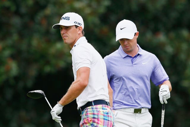 Billy Horschel (left) and Rory McIlroy at the Tour Championship on Sunday