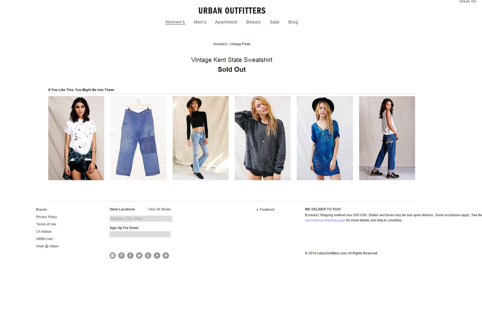 A screenshot shows the item described as 'sold out' on the Urban Outfitters website