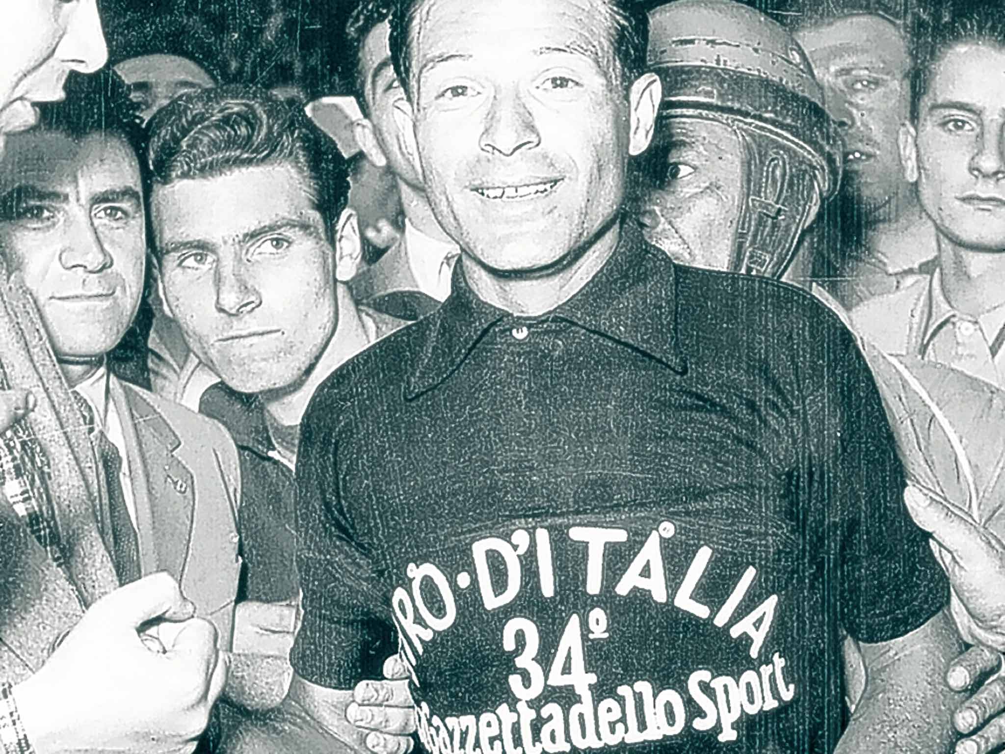 Pinarello in 1951 in his 'maglia nera', which brought fame - and the money to found his bicycle empire