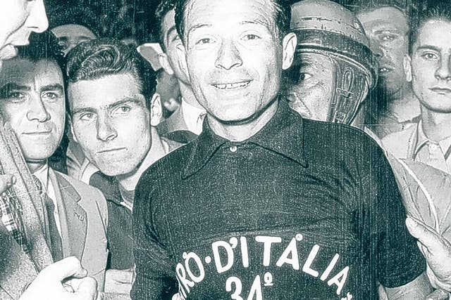 Pinarello in 1951 in his 'maglia nera', which brought fame - and the money to found his bicycle empire