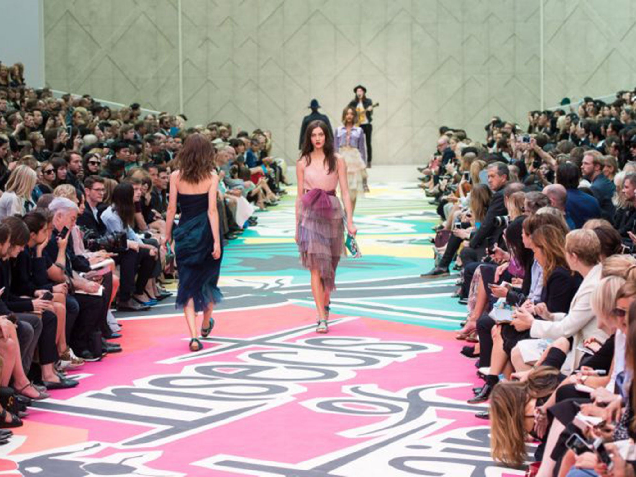 A model walks the runway at the Burberry Prorsum show