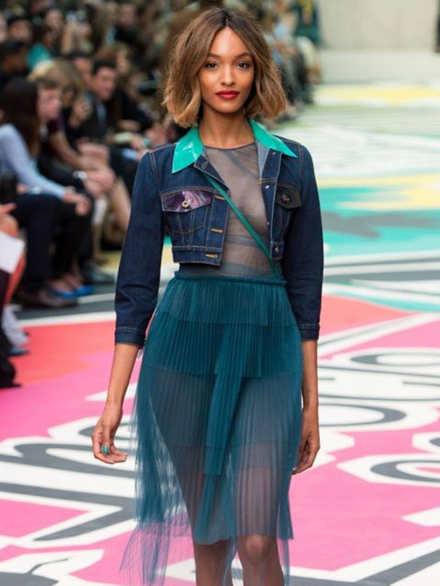 Model Jourdan Dunn walks the runway at the Burberry Prorsum show during London Fashion Week spring/summer 2015