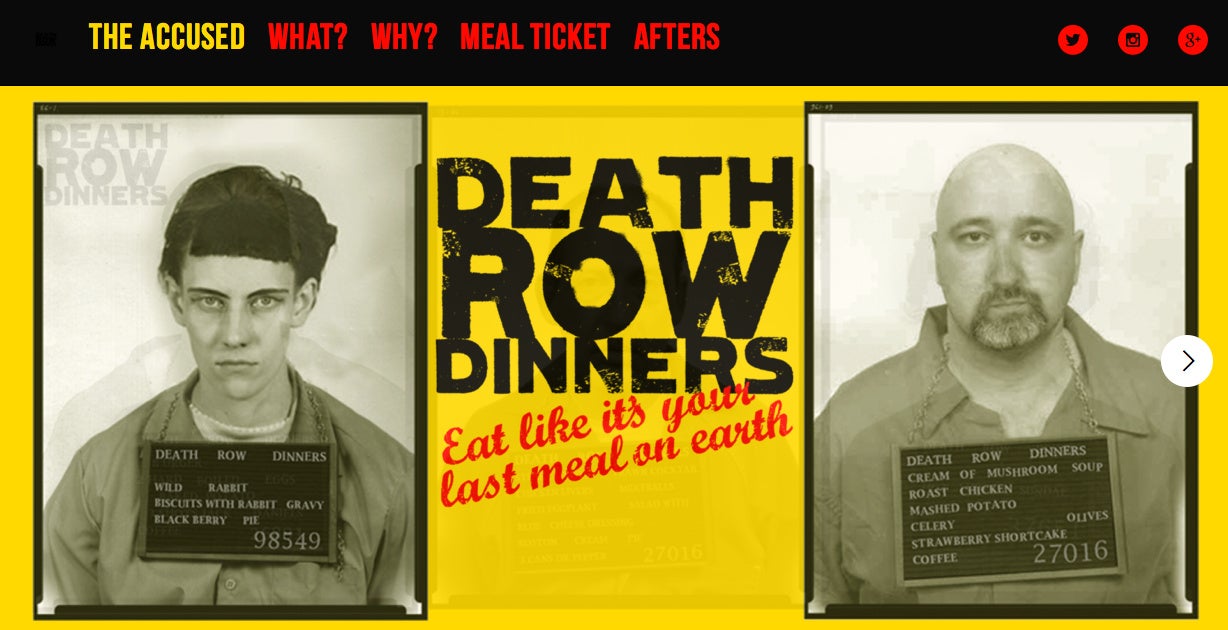 Death Row Dinners' original homepage