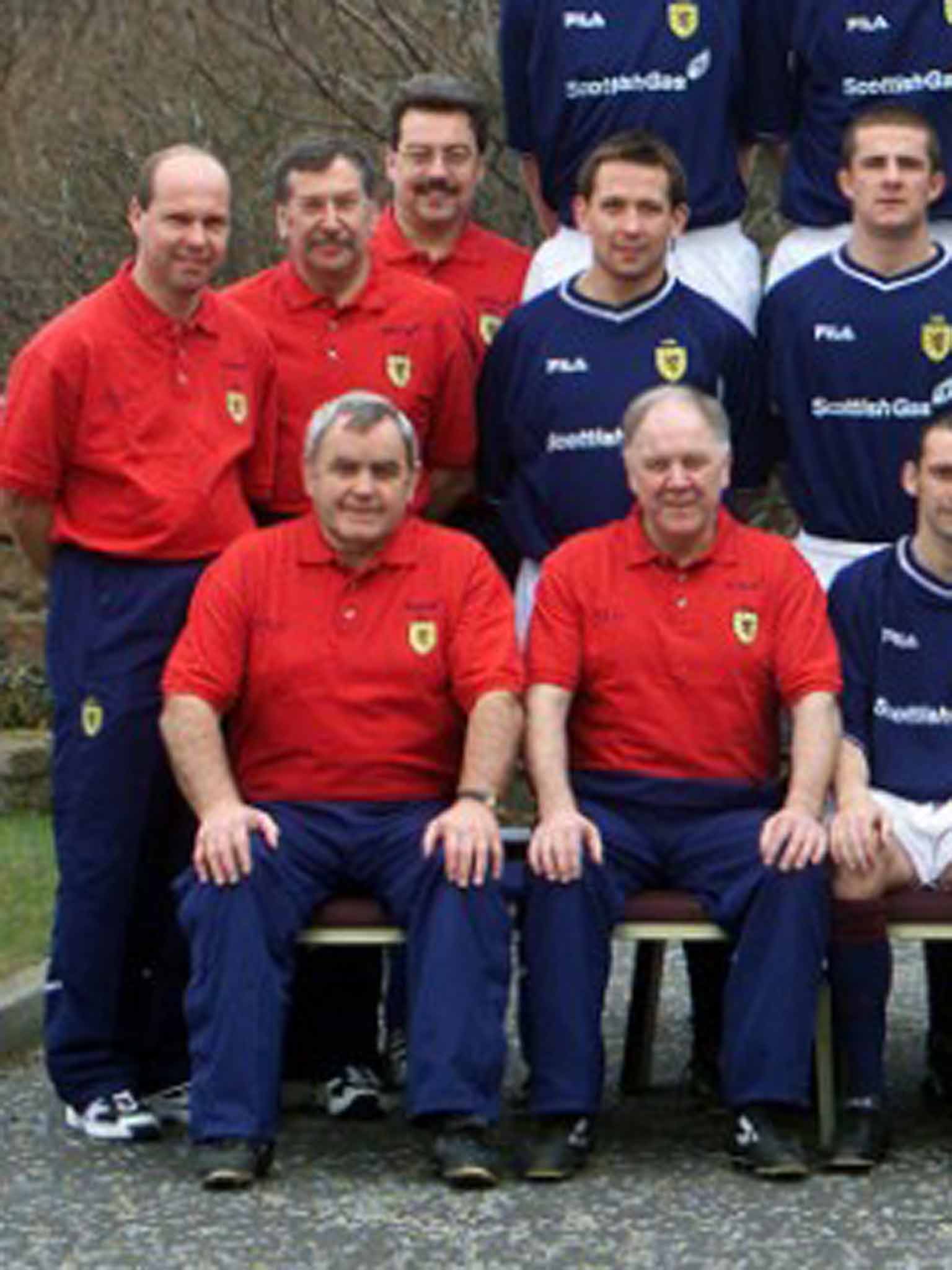 Hillis,second row, second from left, with some of the Scotland back-up team