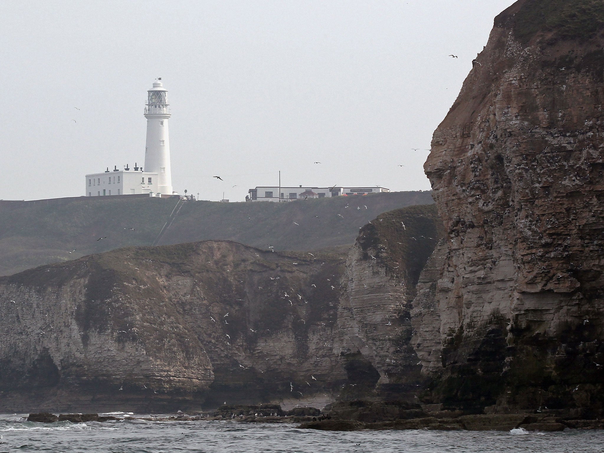 Cliffs in Flamborough on the East Yorkshire coast where a helicopter crashed on Tuesday