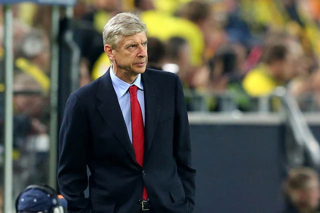 Arsene Wenger pictured during the 2-0 defeat to Borussia Dortmund