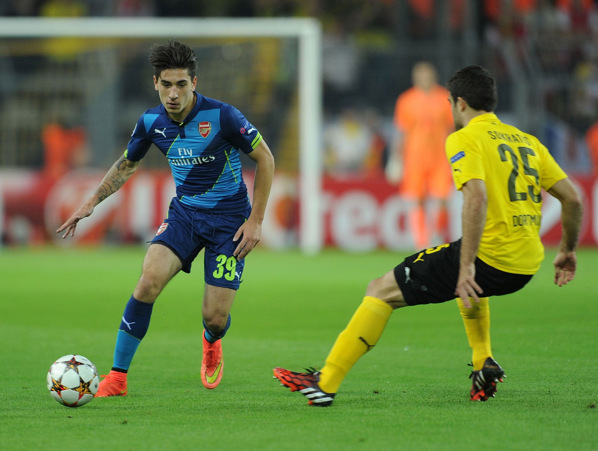 Hector Bellerin in action for the Gunners at Dortmund last week