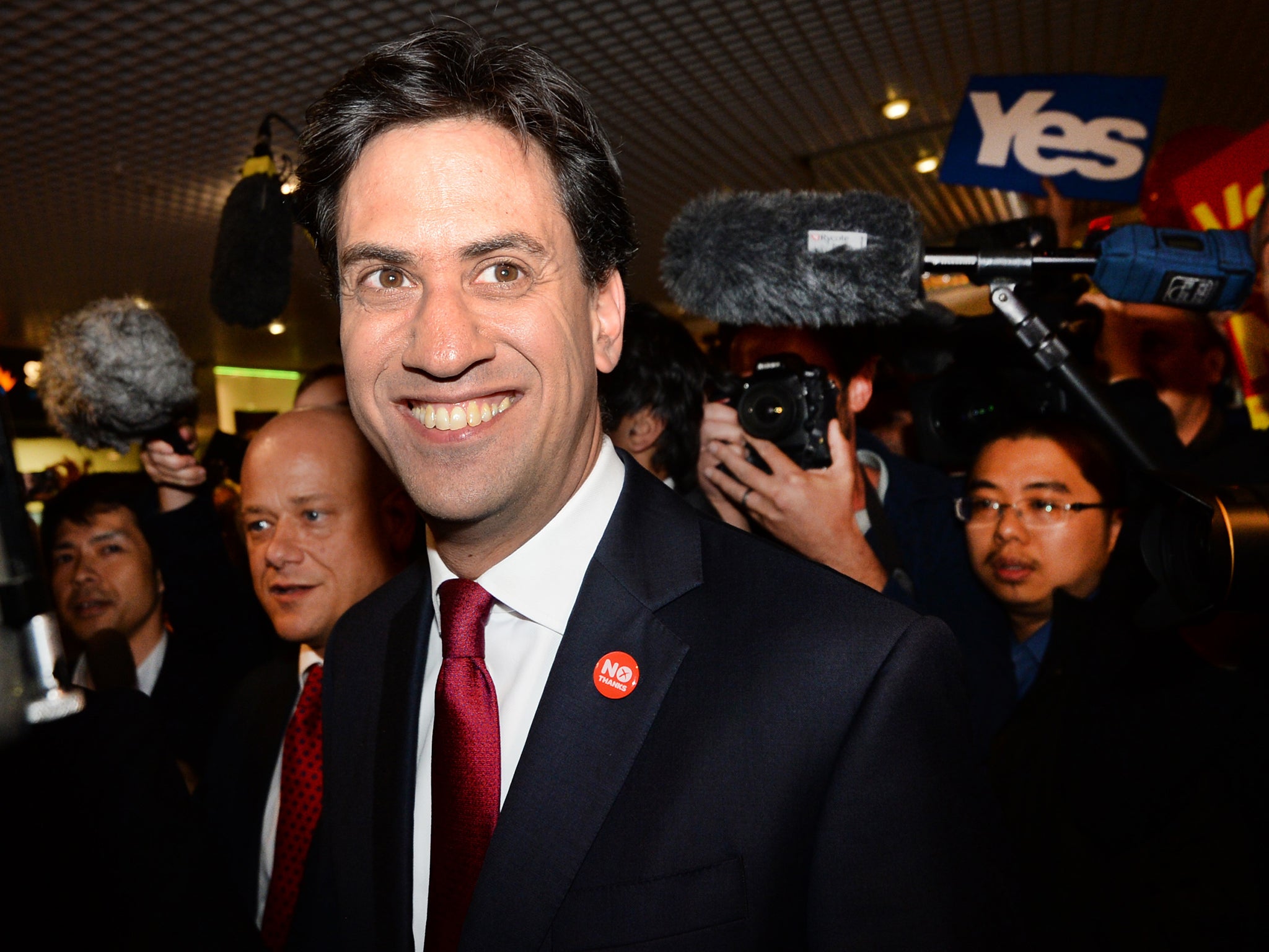 Labour leader Ed Miliband makes his way through St James Shopping Centre in Edinburgh while on the campaign trail for the Scottish independence referendum