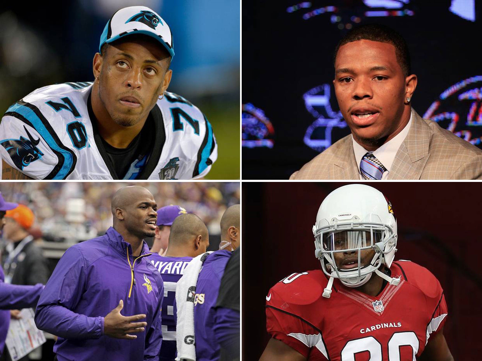 Greg Hardy, Ray Rice, Adrian Peterson, Jonathan Dwyer are among the NFL stars to be involved in DV cases