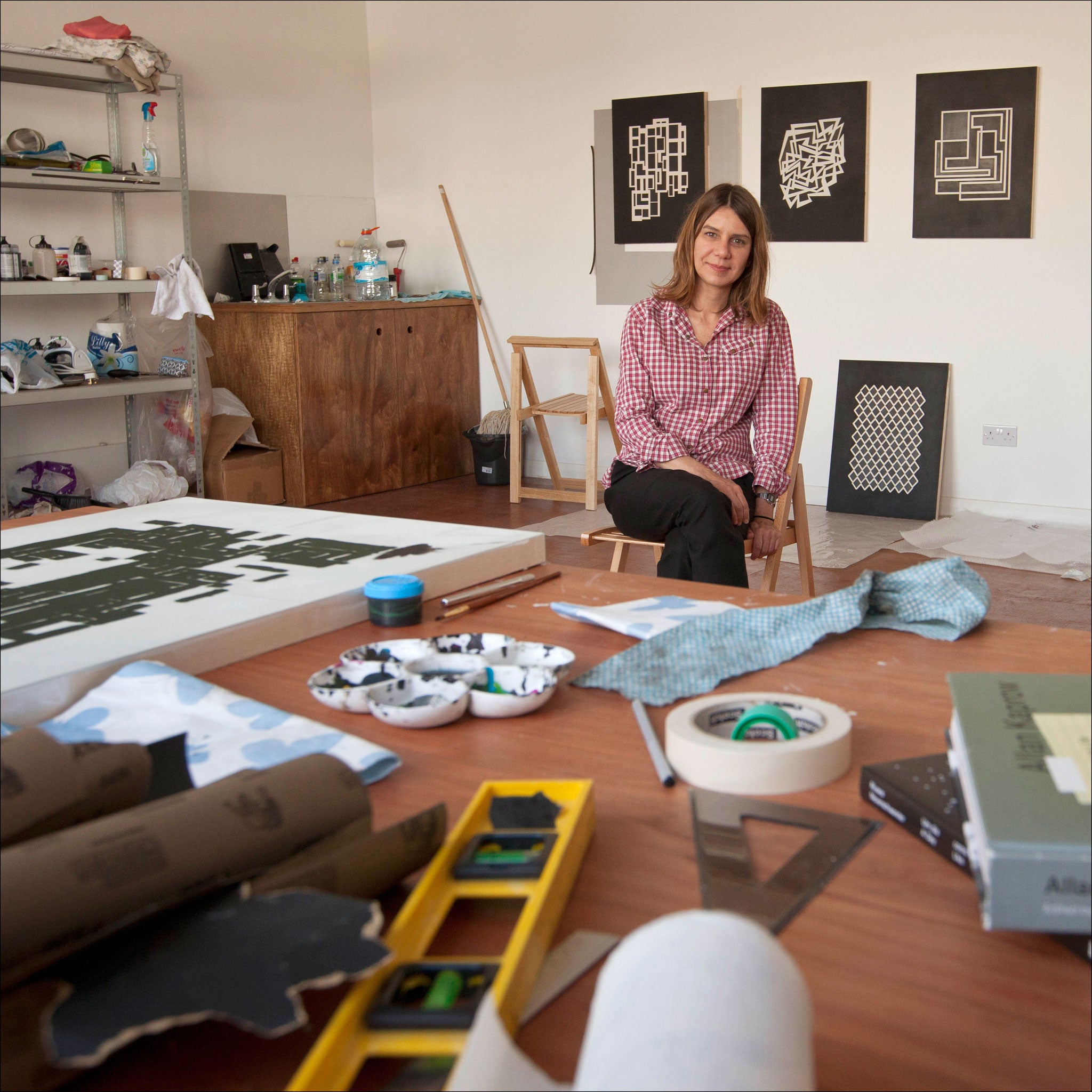 In check: Rivane Neuenschwander in her east London studio