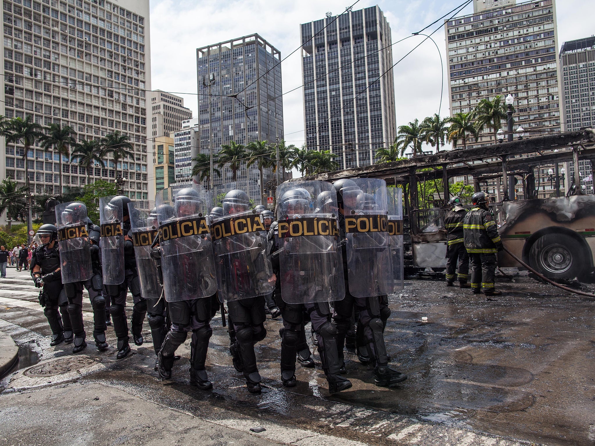 Police at a São Paulo protest