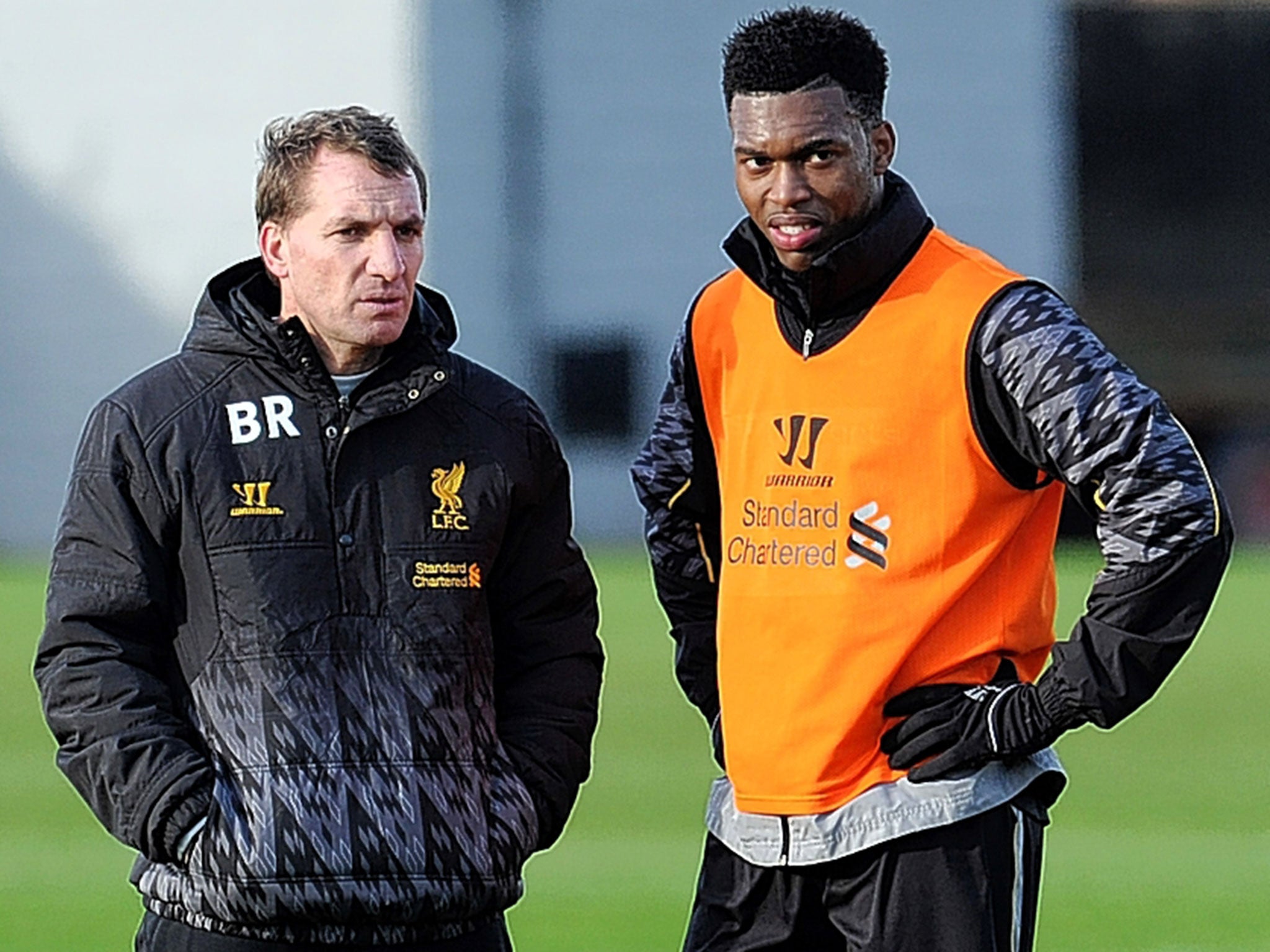 Brendan Rodgers (left) and Daniel Sturridge during Liverpool training