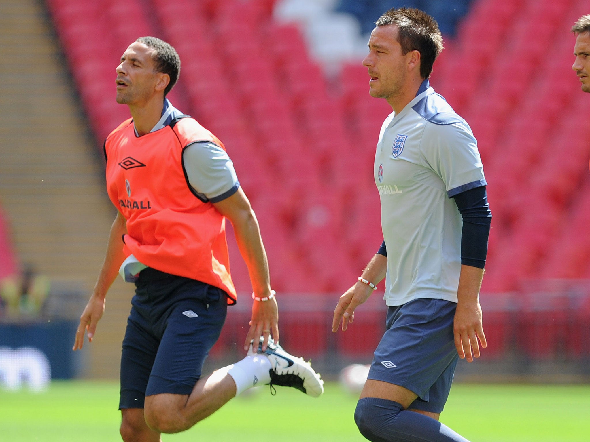 Rio Ferdinand (left) and John Terry during England training in 2011
