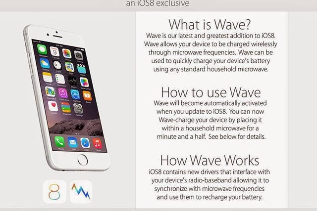 A screenshot of the iPhone 6 wave hoax currently being circulated on social media.