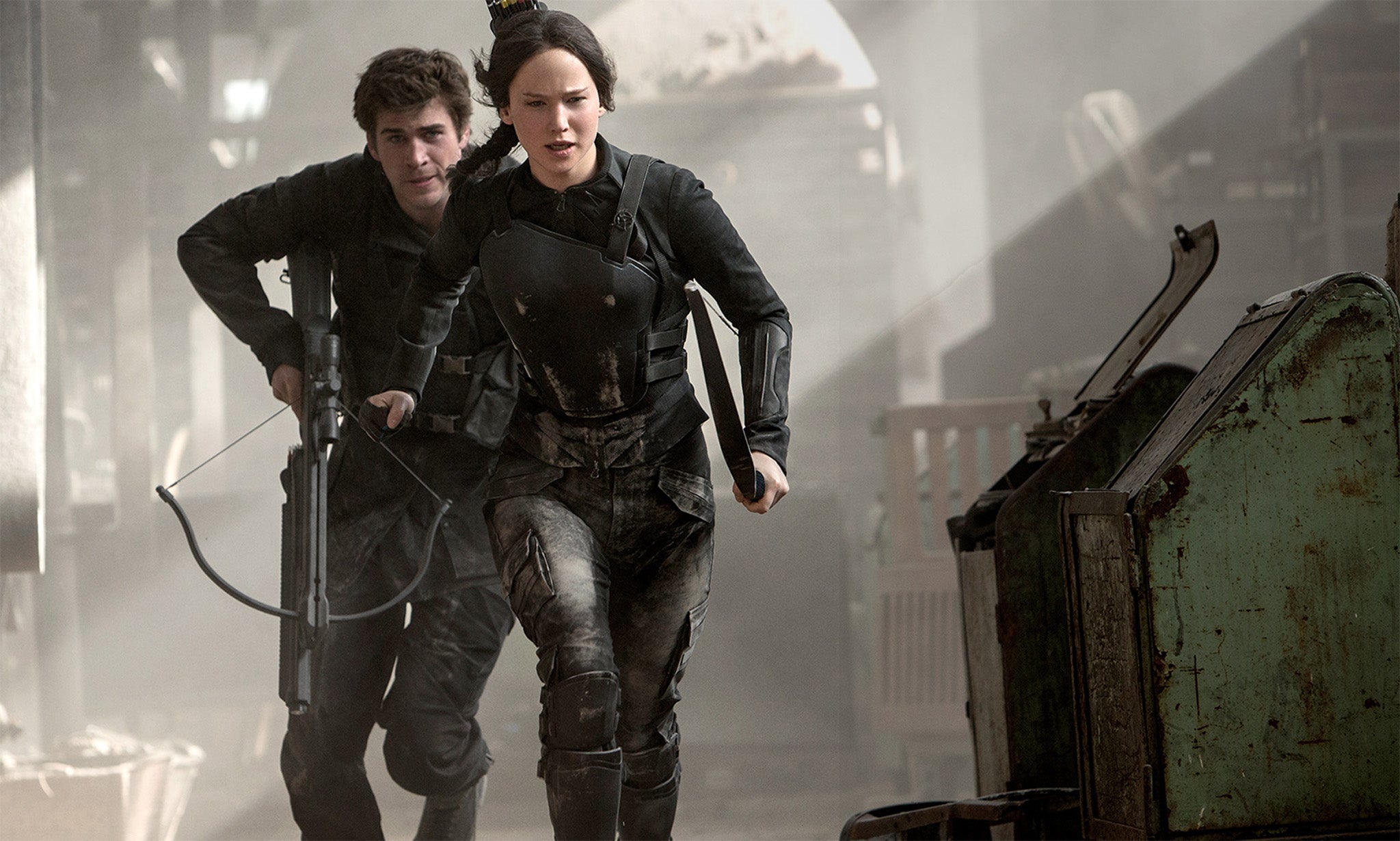 Jennifer Lawrence and Liam Hemsworth in The Hunger Games: Mockingjay Part 1
