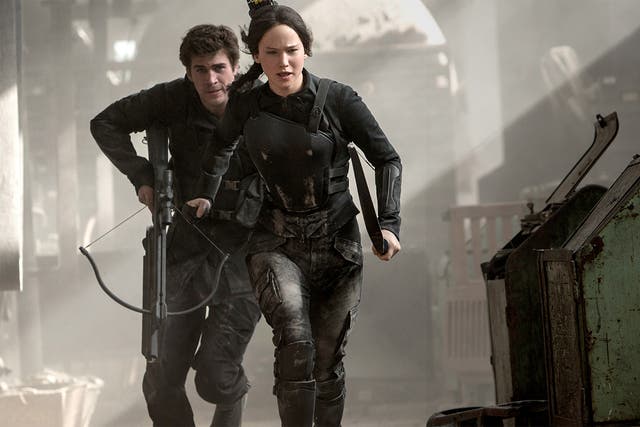 Jennifer Lawrence and Liam Hemsworth in The Hunger Games: Mockingjay Part 1 