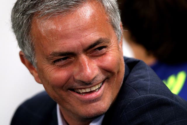 Jose Mourinho is all smiles on the touchline