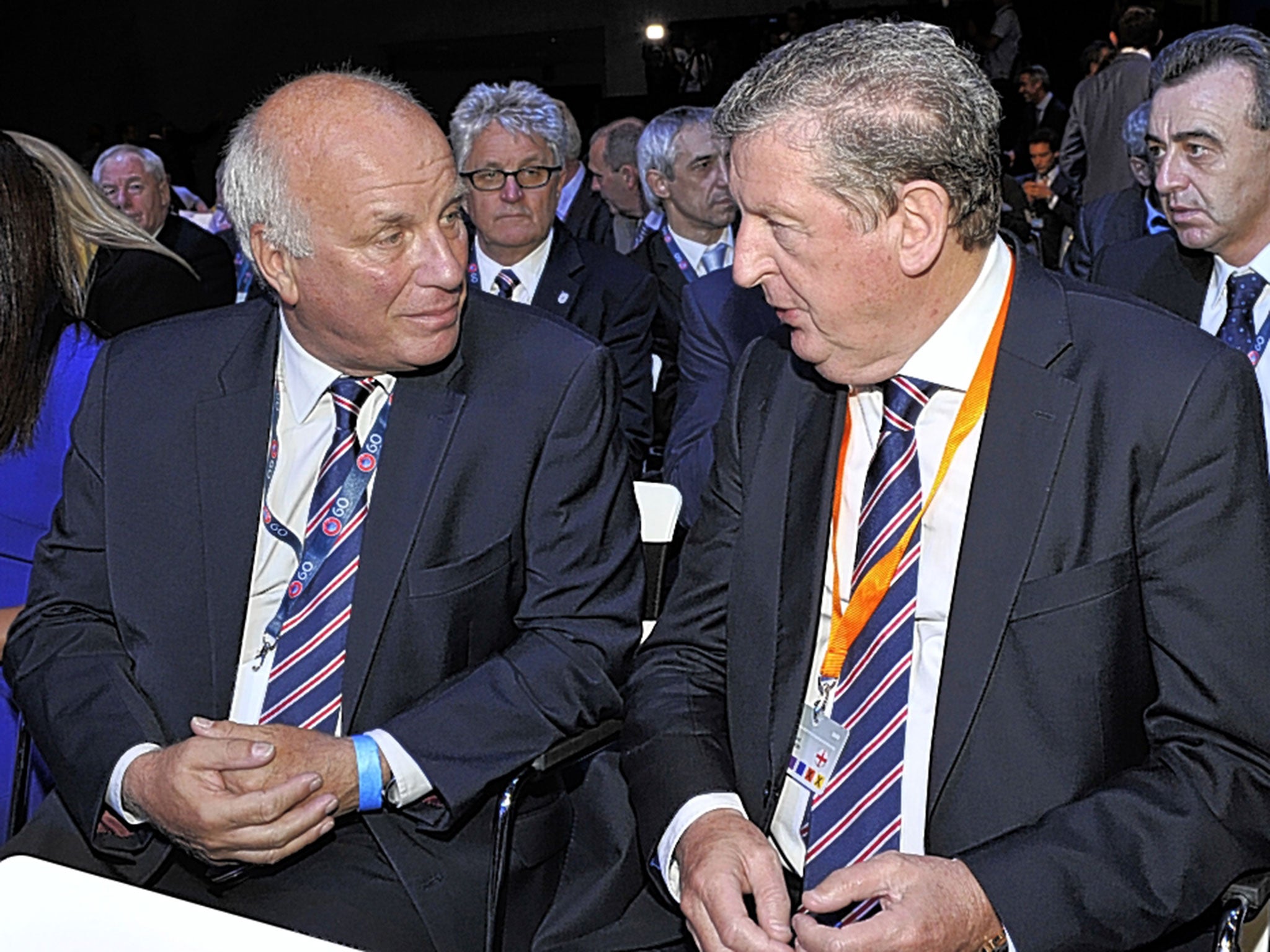 Talking heads: Greg Dyke (left) and Roy Hodgson at the the Euro 2020 Host Cities ceremony