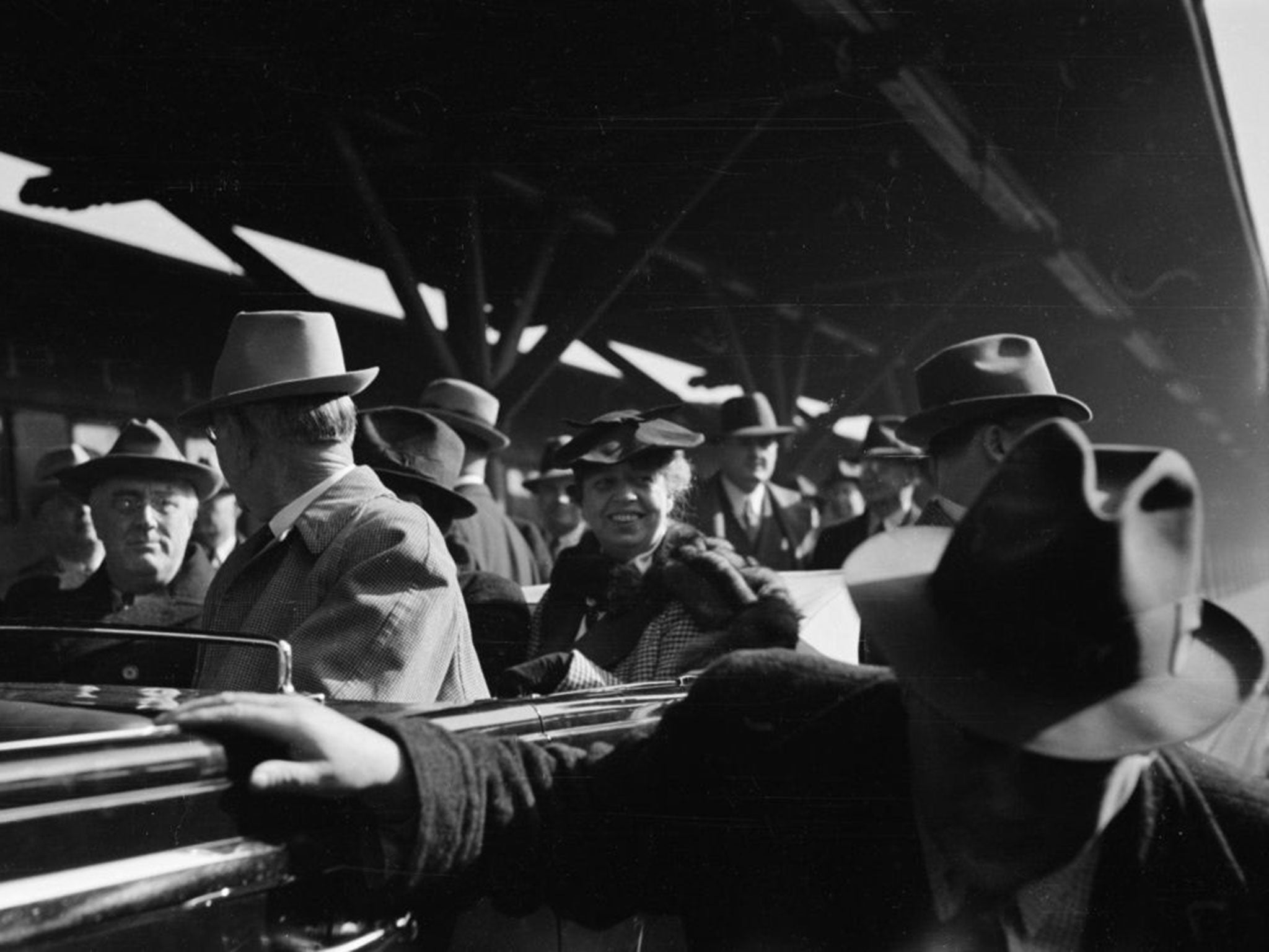 F D R and Eleanor, both facing camera, in Warm Springs, Georgia in 1938