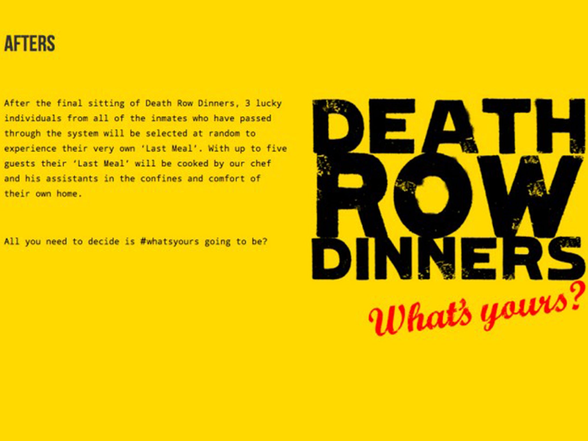 The central concept of Death Row Dinners is an interesting way to make us think more about our food