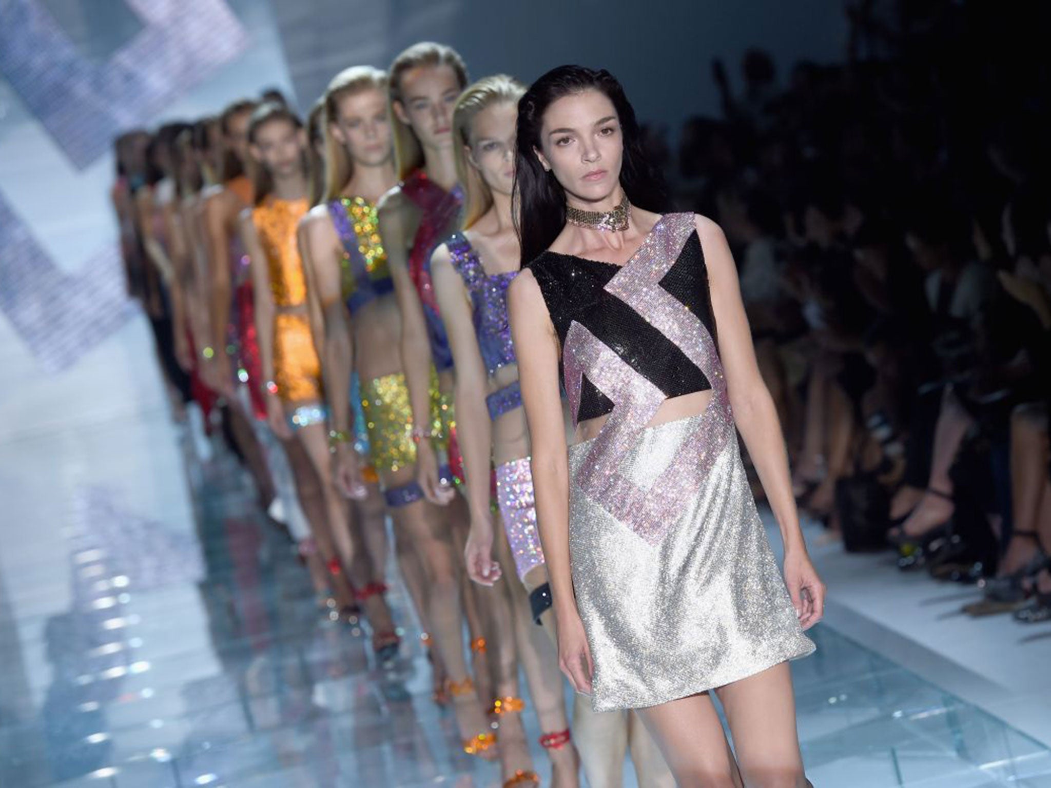 Walking tall: unlike some, Donatella Versace showed a strong and vibrant collection