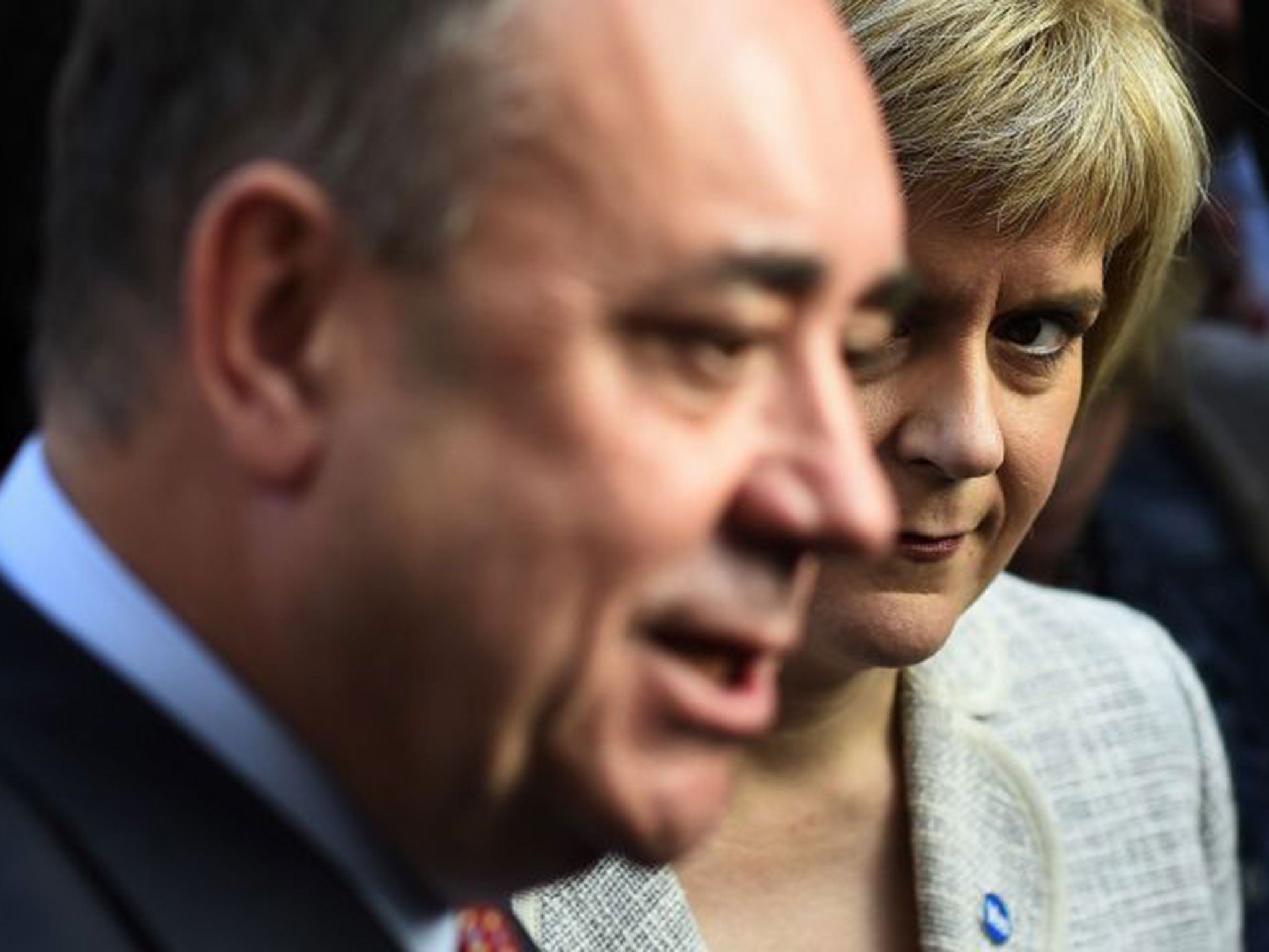 Nicola Sturgeon and former boss Alex Salmond campaigning together. She is edging ever closer to SNP leadership (Reuters)