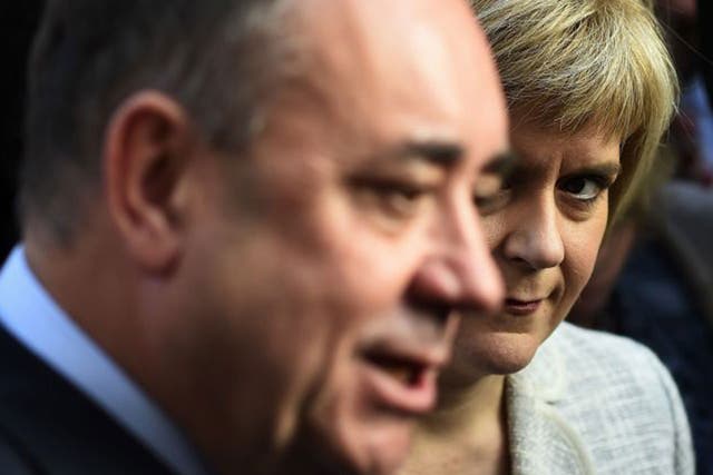 Nicola Sturgeon and former boss Alex Salmond campaigning together. She is edging ever closer to SNP leadership (Reuters)