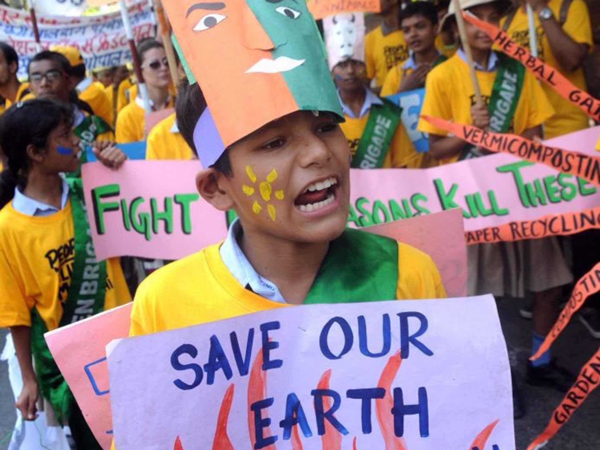 The People's Climate March in Delhi, India, yesterday