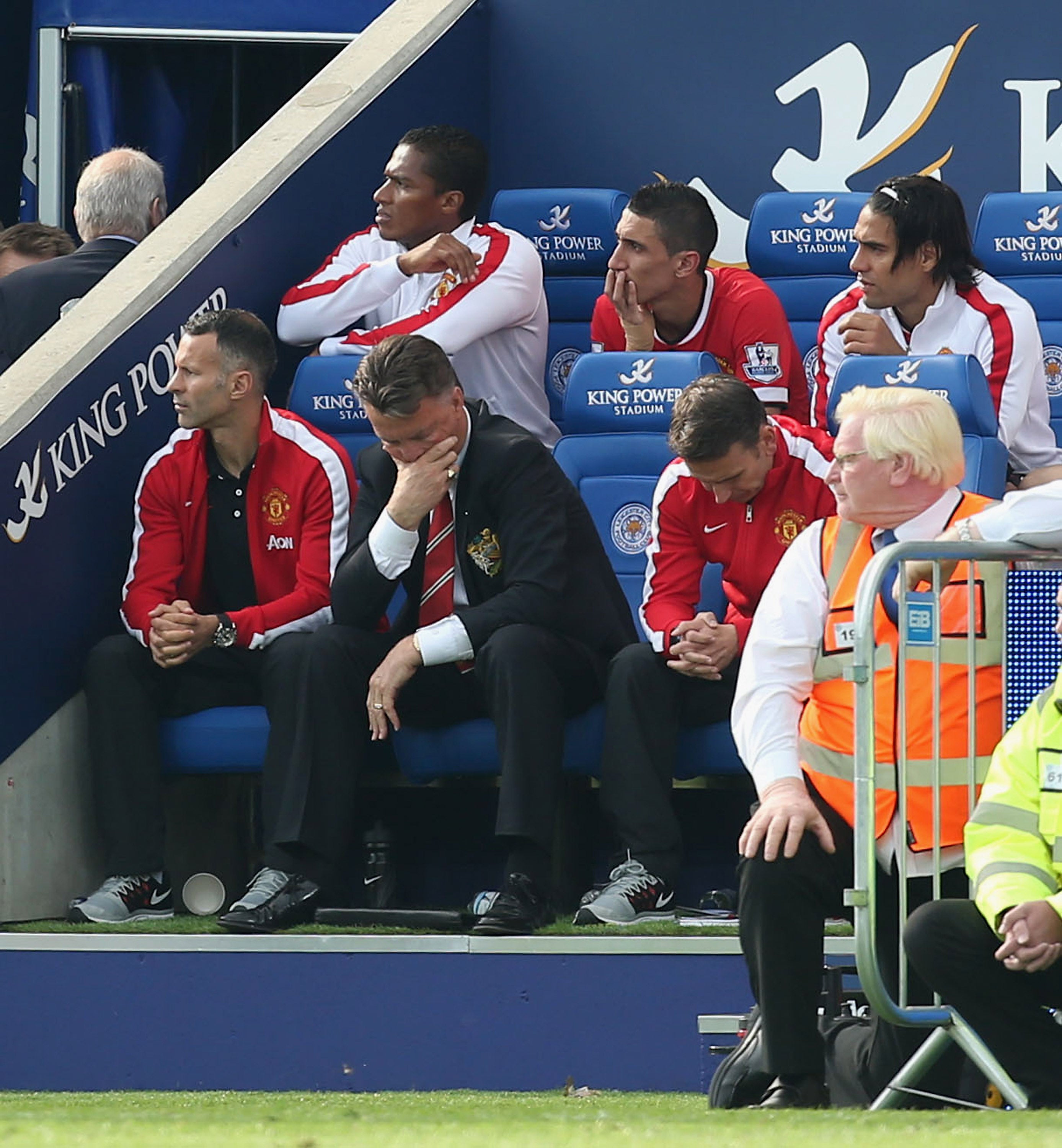 Van Gaal was dejected as United stumbled defensively in the second half