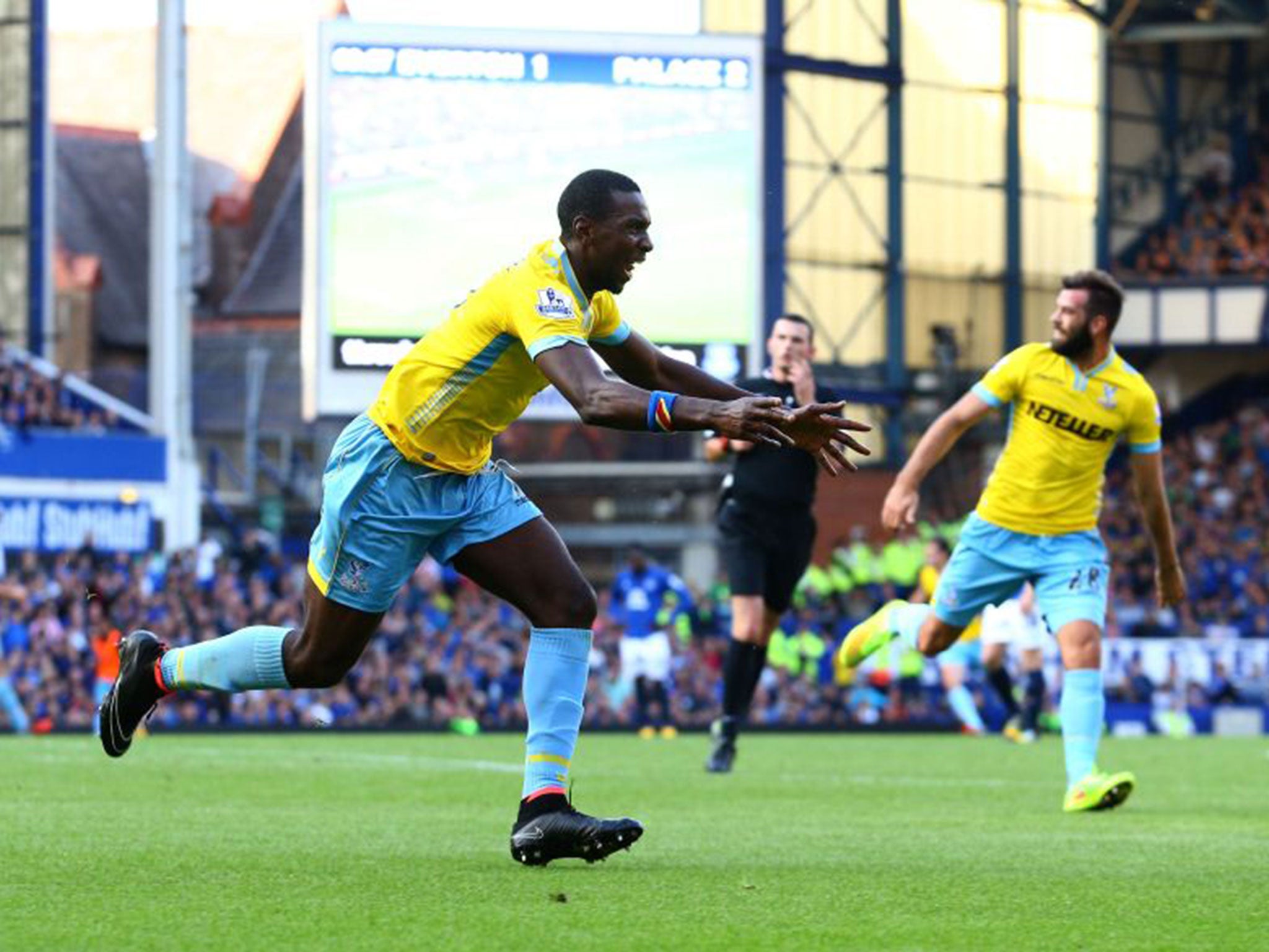 Yannick Bolasie celebrates after scoring Crystal Palace's third