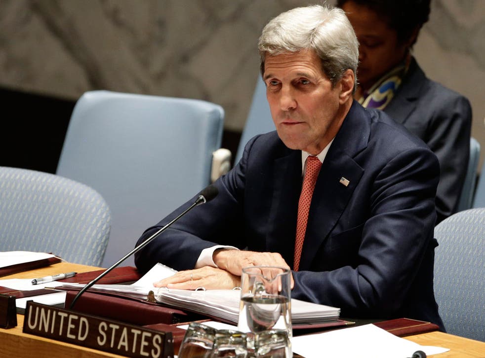 Secretary of State John Kerry presides over the UN Security Council Meeting on the situation concerning Iraq at the United Nations headquarters 