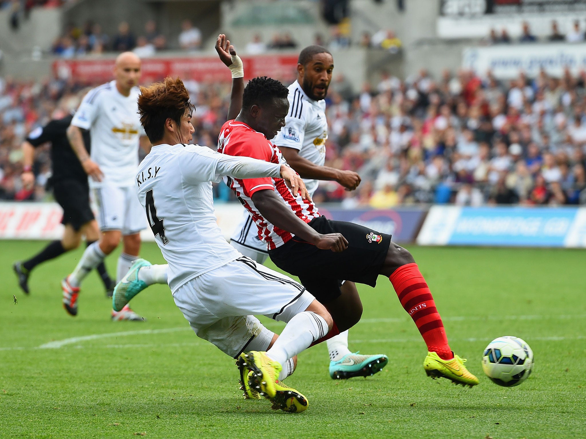 Midfielder Victor Wanyama scores Southampton’s winner at the Liberty Stadium