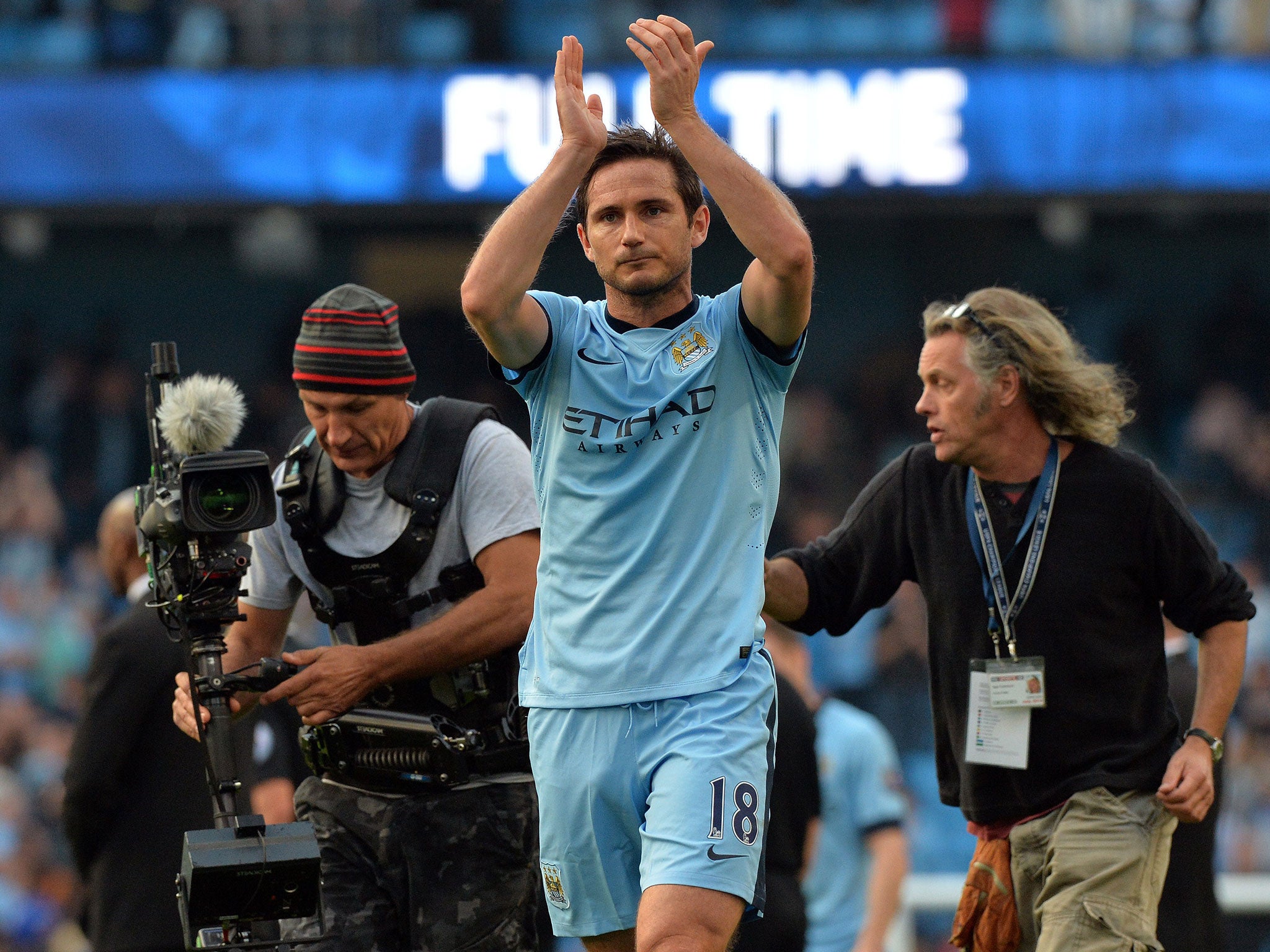 Frank Lampard applauds the Chelsea fans after scoring against them last week