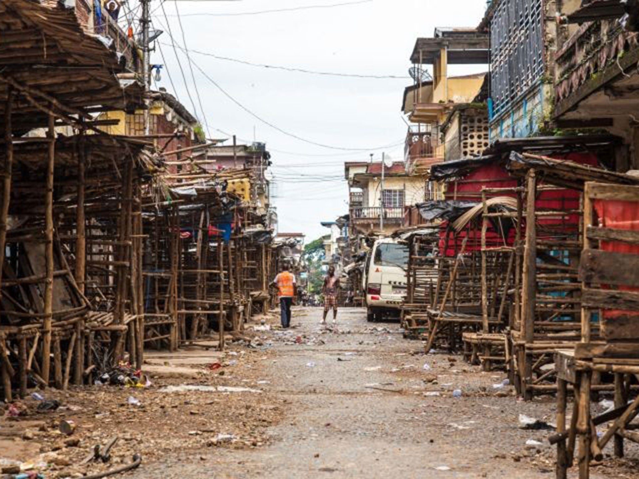 Empty streets in Freetown during a three-day lockdown to prevent the spread on the Ebola virus